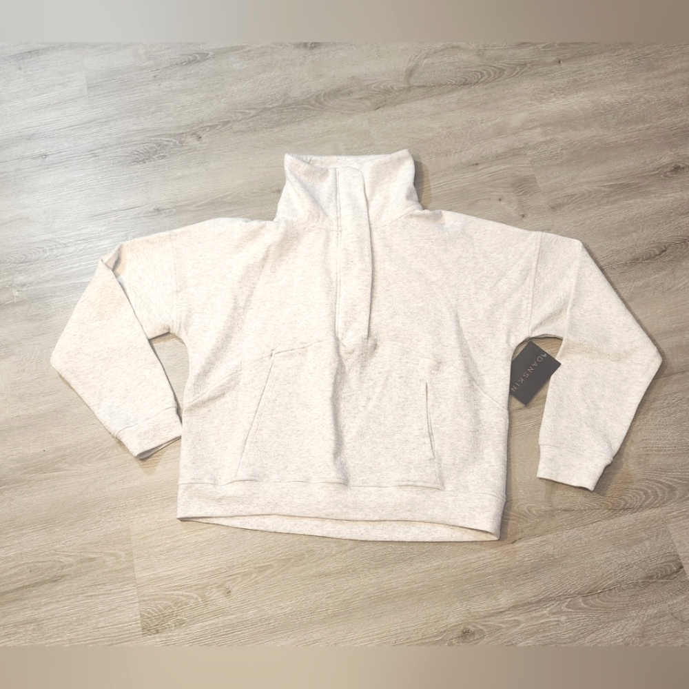 Danskin Wave Jacquard Heather Grey 1/4 Zip Pullover Size XS